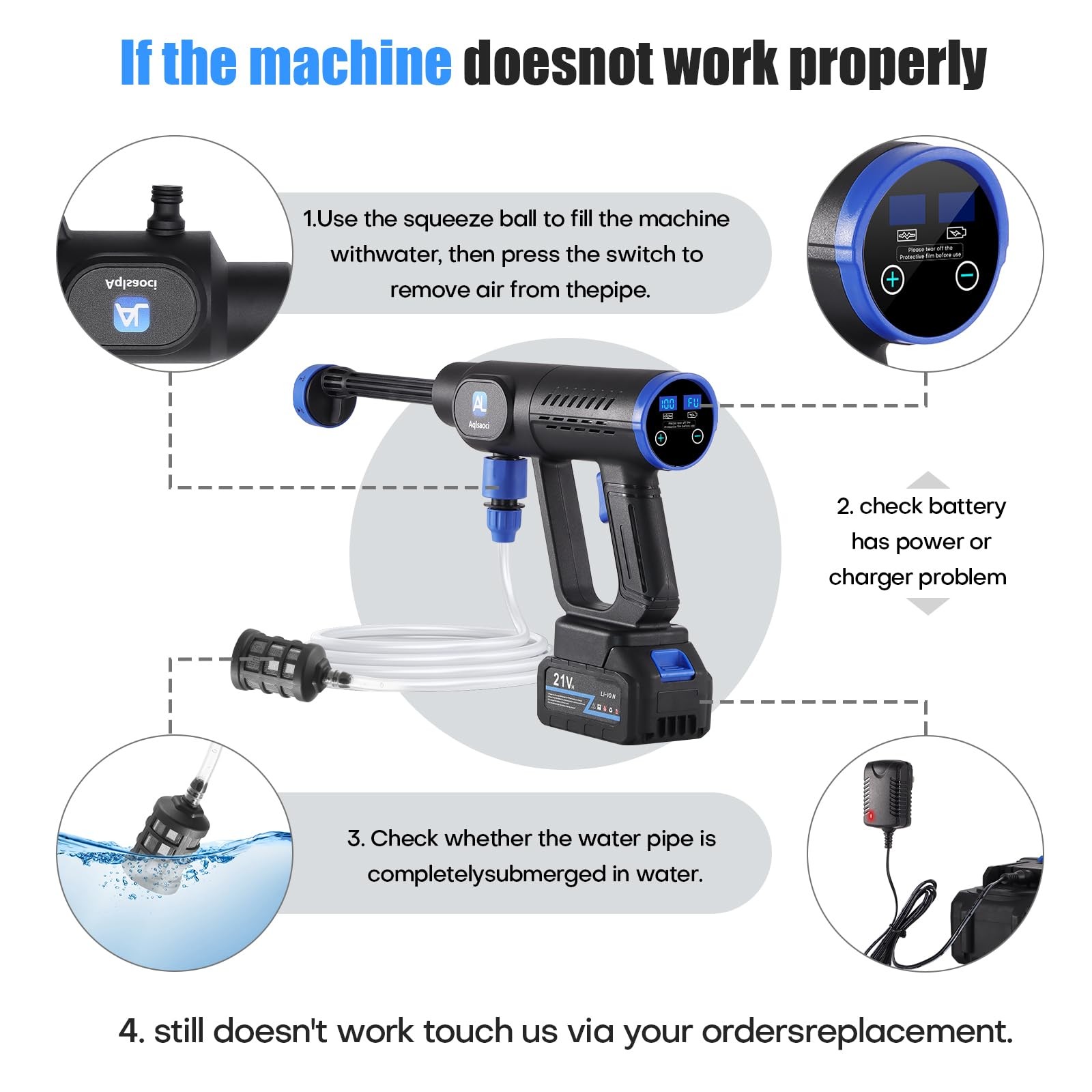 Aqlsaoci Cordless Portable Cleaning Tools Brushless Portable Power Machine Lcd
