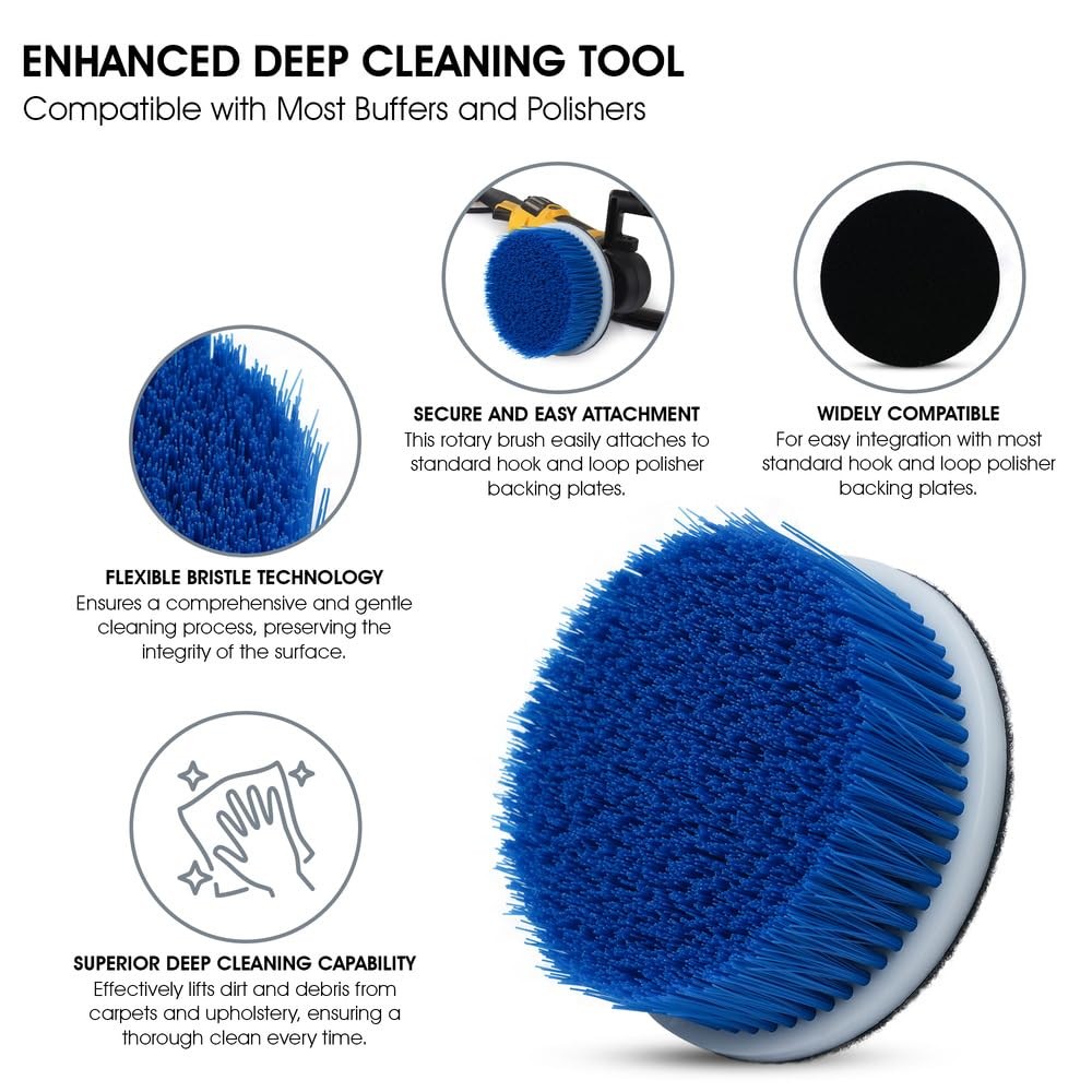 Nanoskin 5″ Carpet & Upholstery Rotary Brush with 1.5-Inch Bristle – 5″, Blue