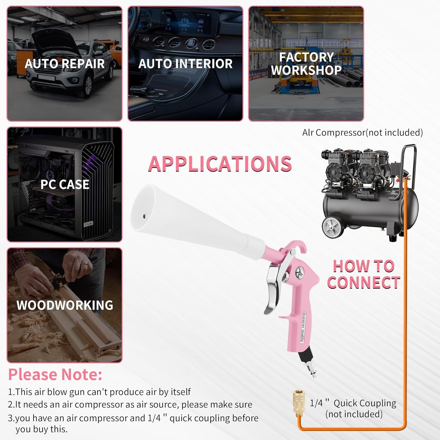 High Pressure Blower Gun for Car, Quickly Blowing Out Dirt and Dust from Surface