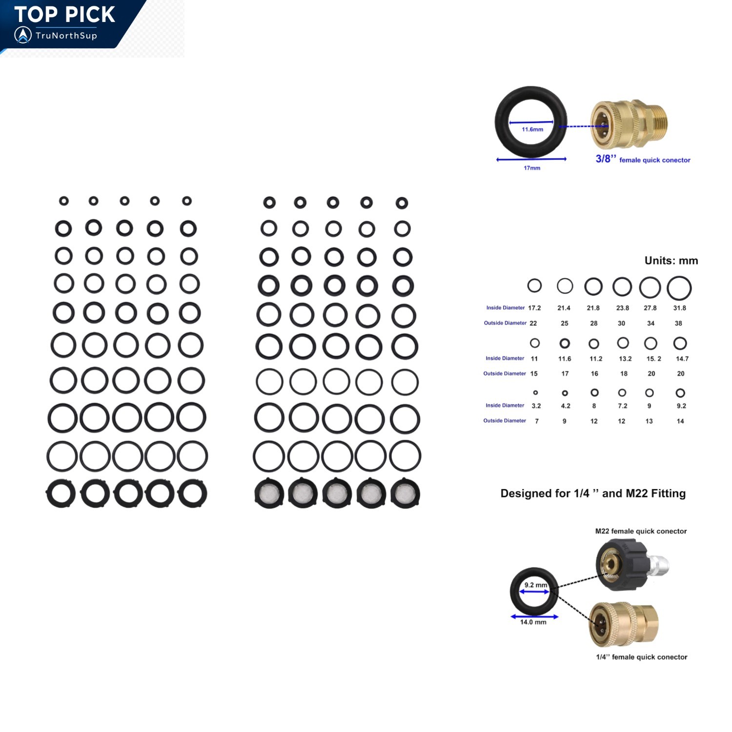 Pressure Washer O Rings Kit 100pcs Rubber Seals for Pump, Hose, Gun, Wand, Co…