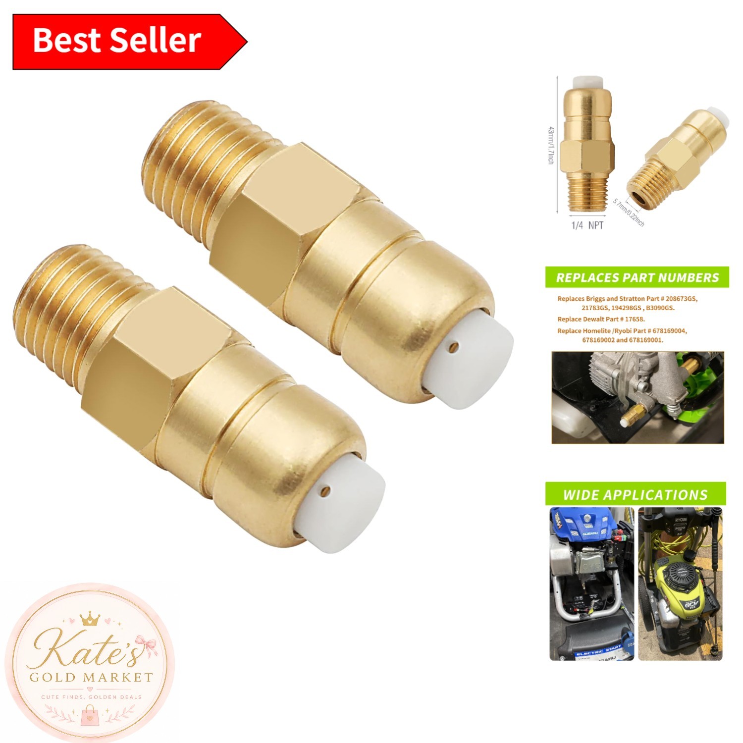 Durable 1/4 Inch NPT Thermal Relief Valve Set for Safe Pressure Washer Operation