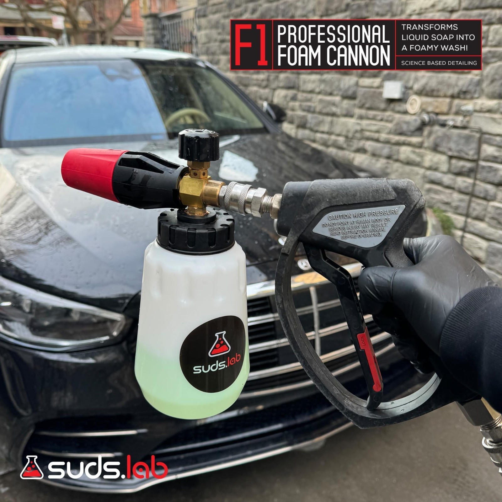 Professional Foam Cannon 32oz Canister, Adjustable Nozzle, Quick Connect, Car Wa