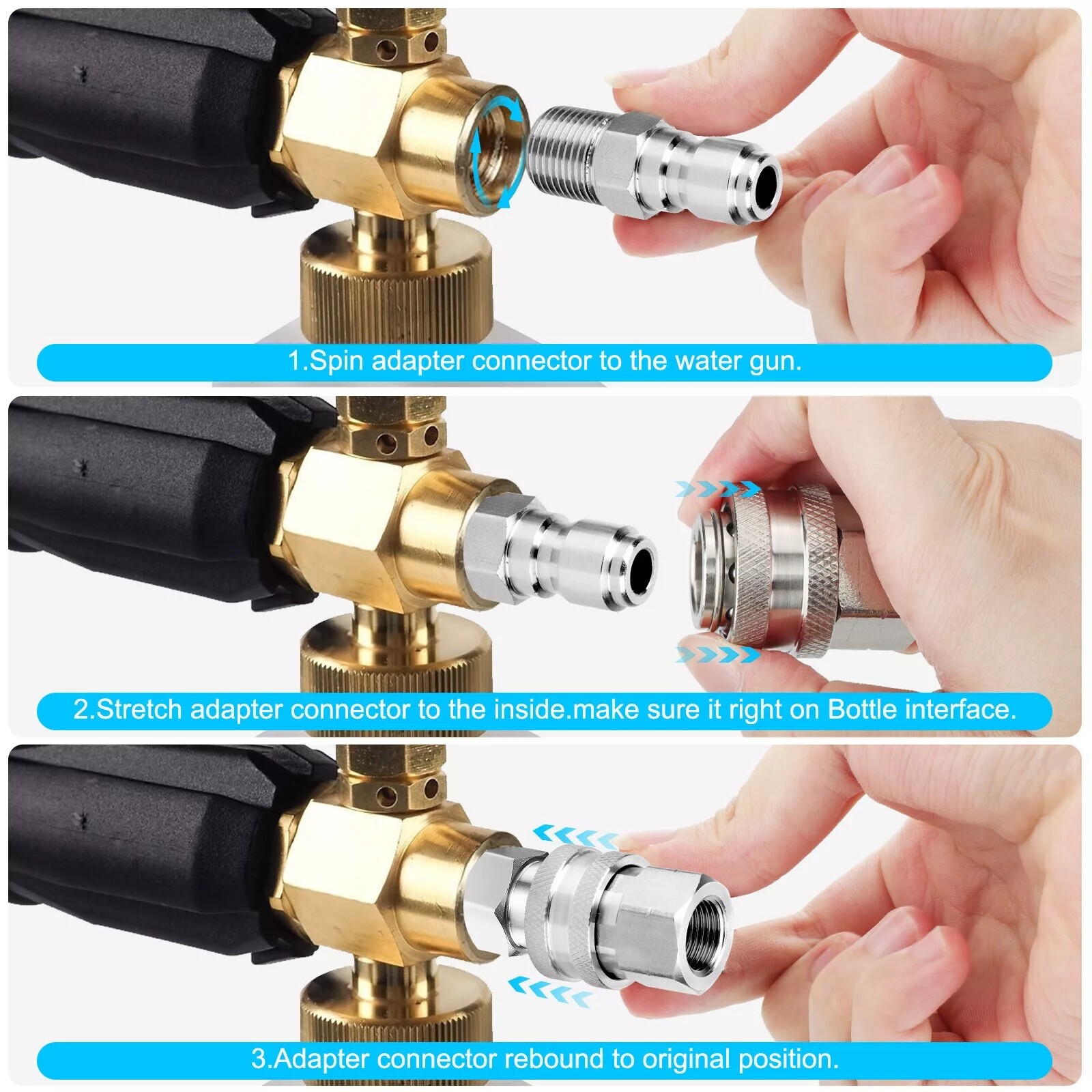 4Pcs 3/8″ NPT Stainless Steel Quick Connect Fitting Pressure Washer Adapter Set