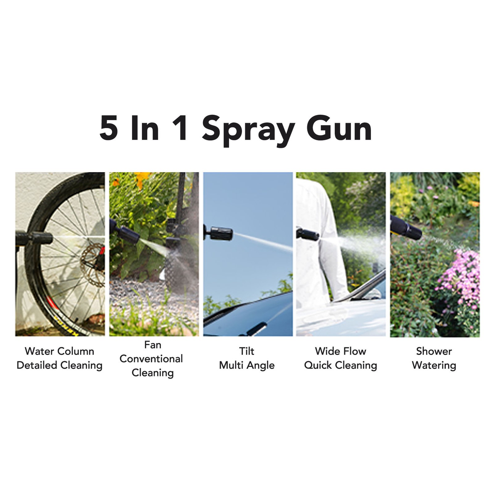 Car Washer Gun USB Charging Lightweight Water Saving 5 Gears Pressure Handheld