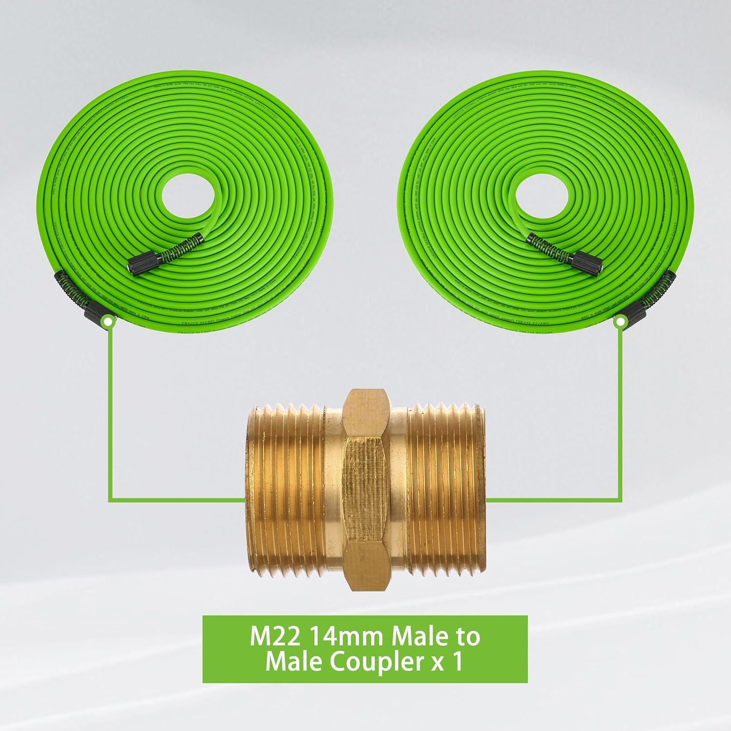 Pressure Washer Hose 50FT 1/4″ 3600PSI Kink Resistant M22 Fittings Extension