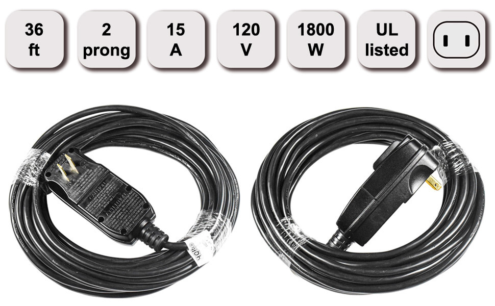 HQRP GFCI AC Power Cord for Ryobi Homelite Ridgid Electric Pressure Washer 36ft