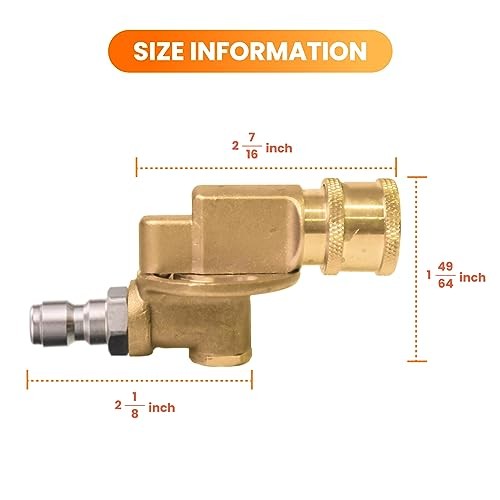 Pressure Washer Pivoting Coupler, 7 Angles Gutter Cleaner Attachment, 240