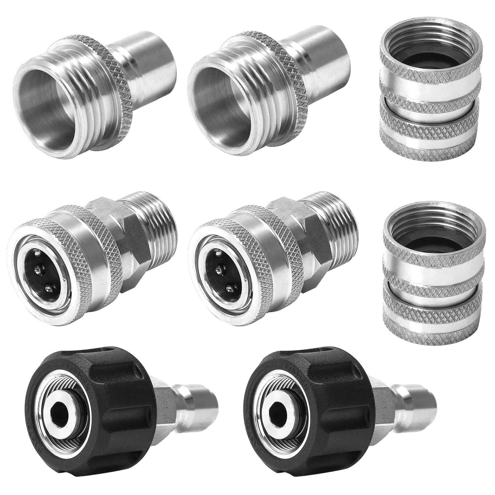 8-Pack Stainless Steel Quick Connect Pressure Washer Adapter Set 3/4″ QC
