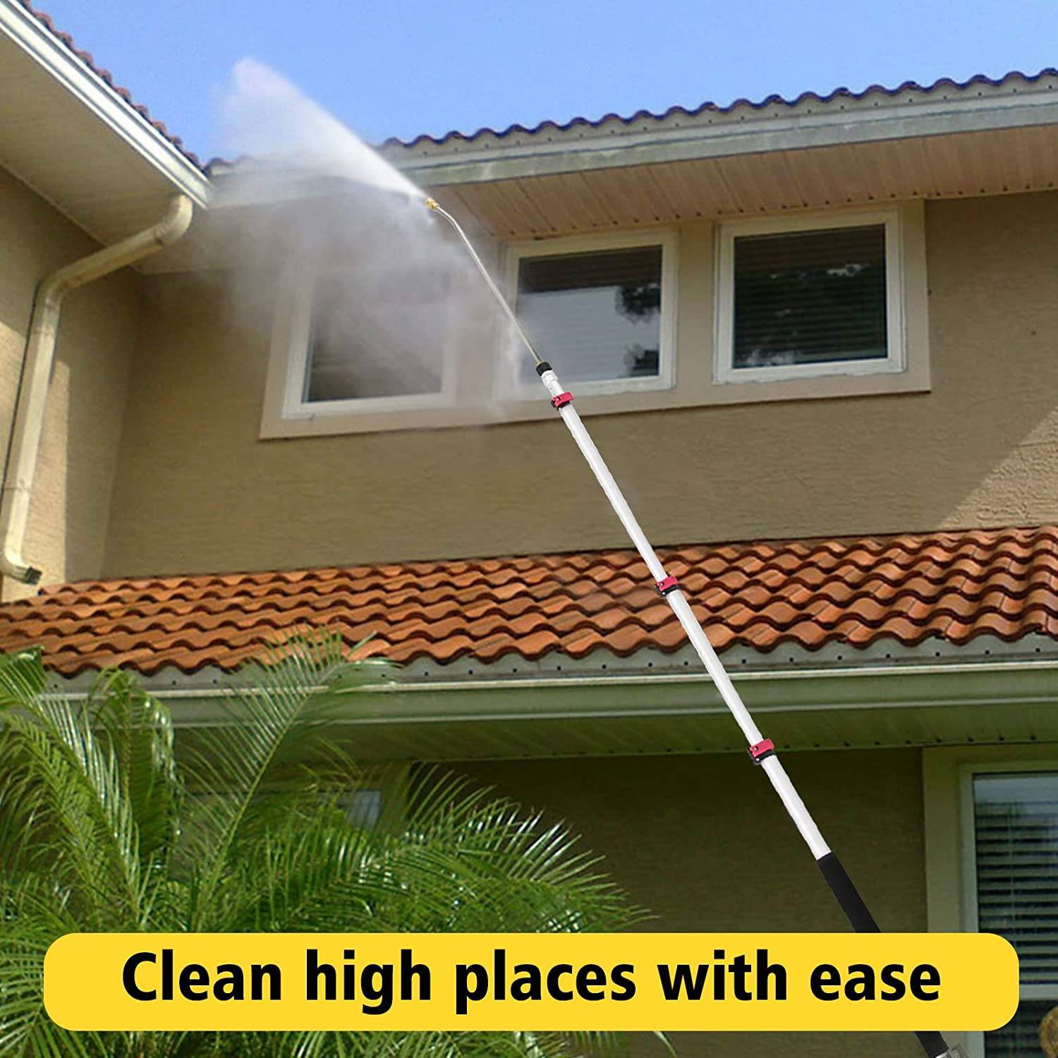 24FT Telescoping Pressure Washer 4000PSI with 5 Spray Nozzle for Roof Washing