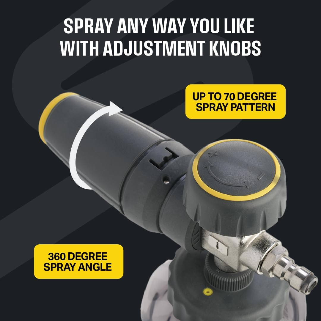 Active Foam Cannon with ¼ Inch Quick Connector for Electric and Gas Pressure Was