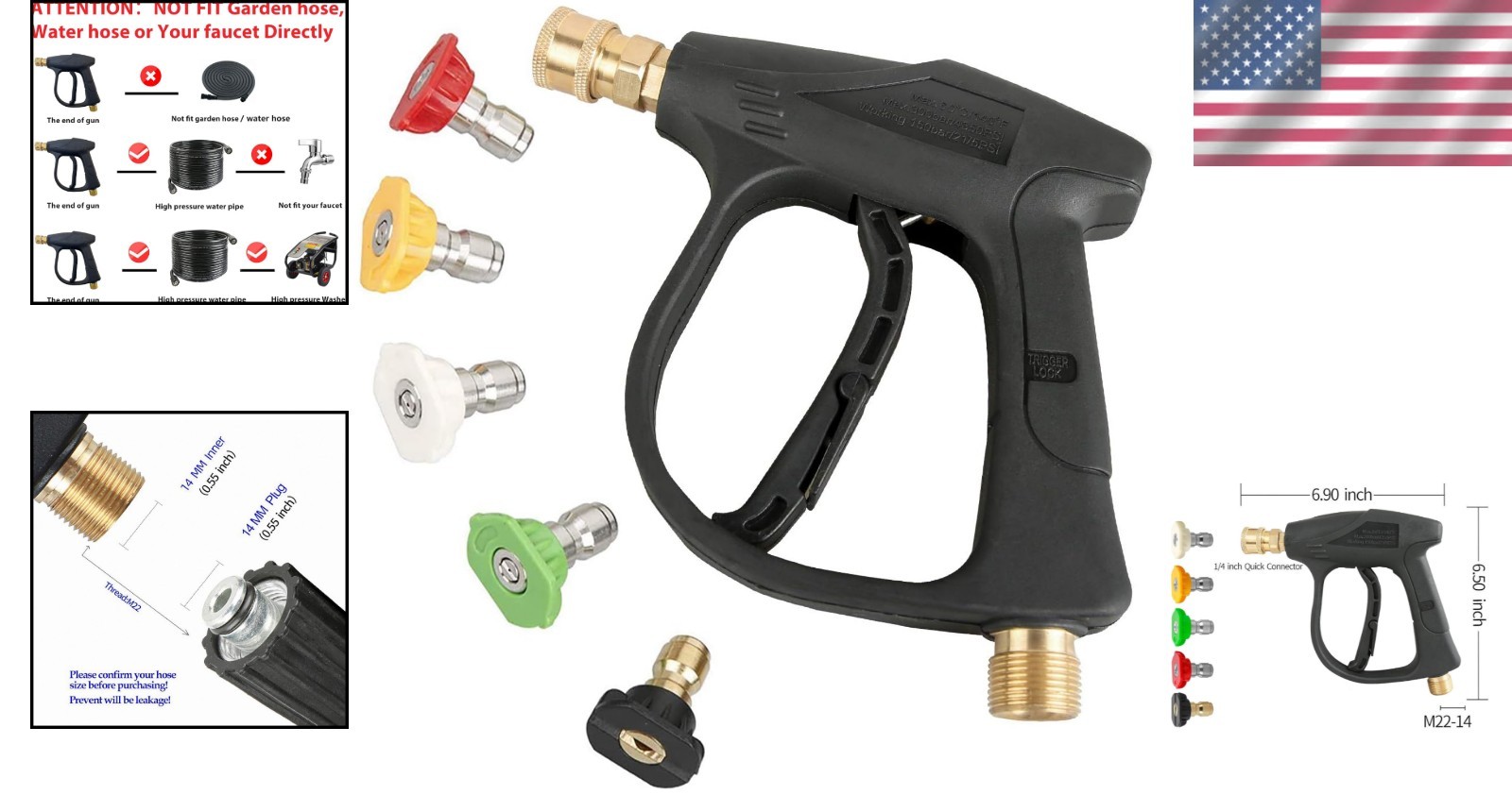 3000 PSI High Pressure Washer Gun for Effective Cleaning – 5 Nozzles Included