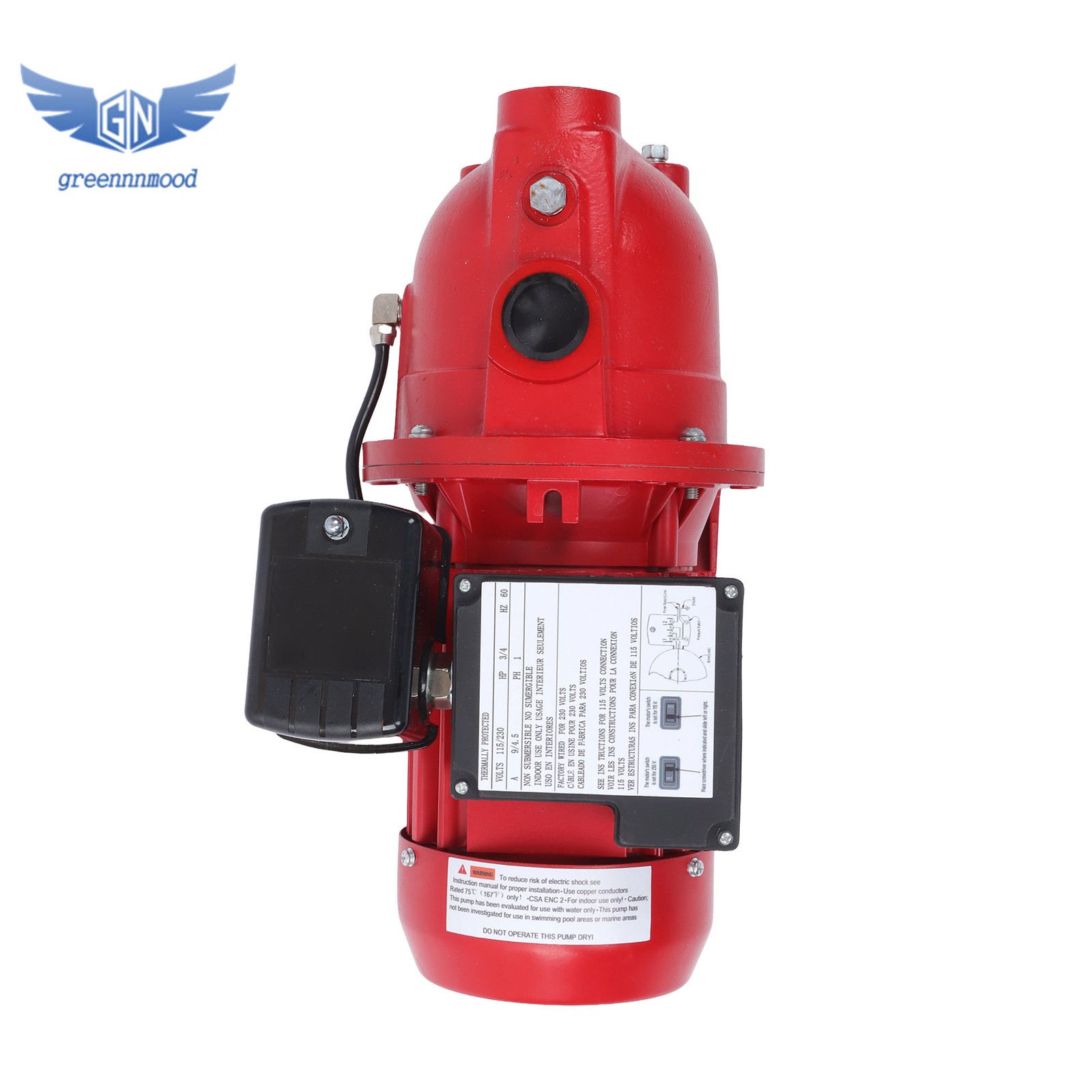 3/4 HP, 13 GPM Dual Voltage (115/230 Volts) Shallow Well Jet Pump, Red 97080701