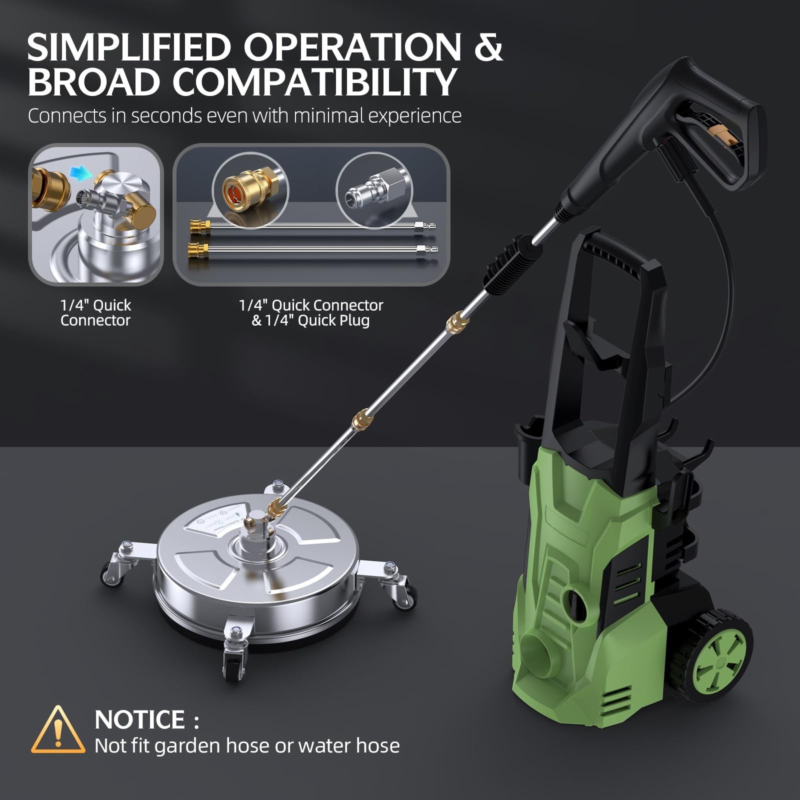 14″ Pressure Washer Surface Cleaner 4500 PSI with 304 Industrial-grade Stainl…