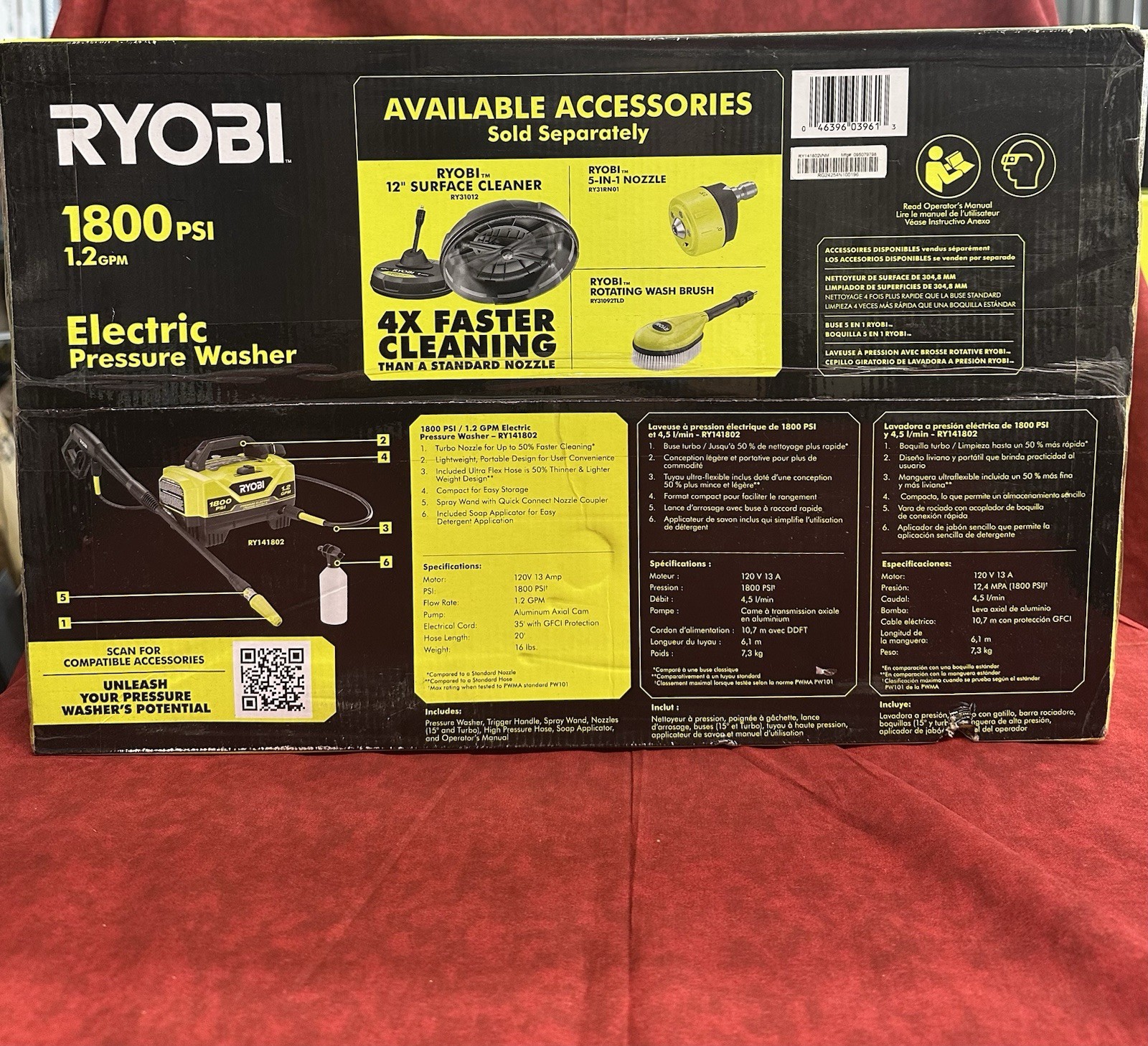💥NEW SEALED💥RYOBI RY141802 1800PSI 1.2GPM COLD WATER ELECTRIC PRESSURE WASHER!