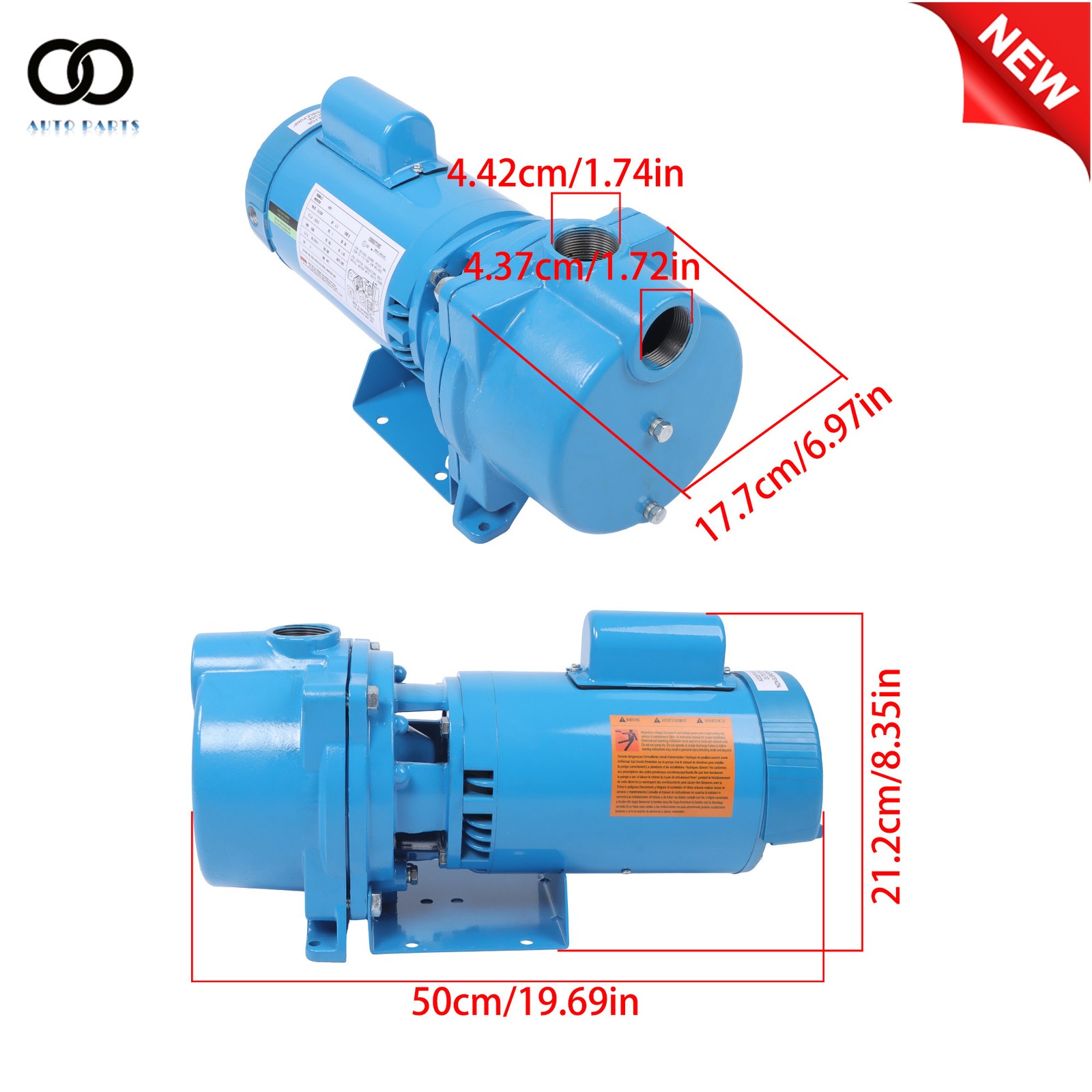 GT15 Cast Iron Self-Priming Centrifugal Pump 1-1/2HP Water Pump 115/230Volt
