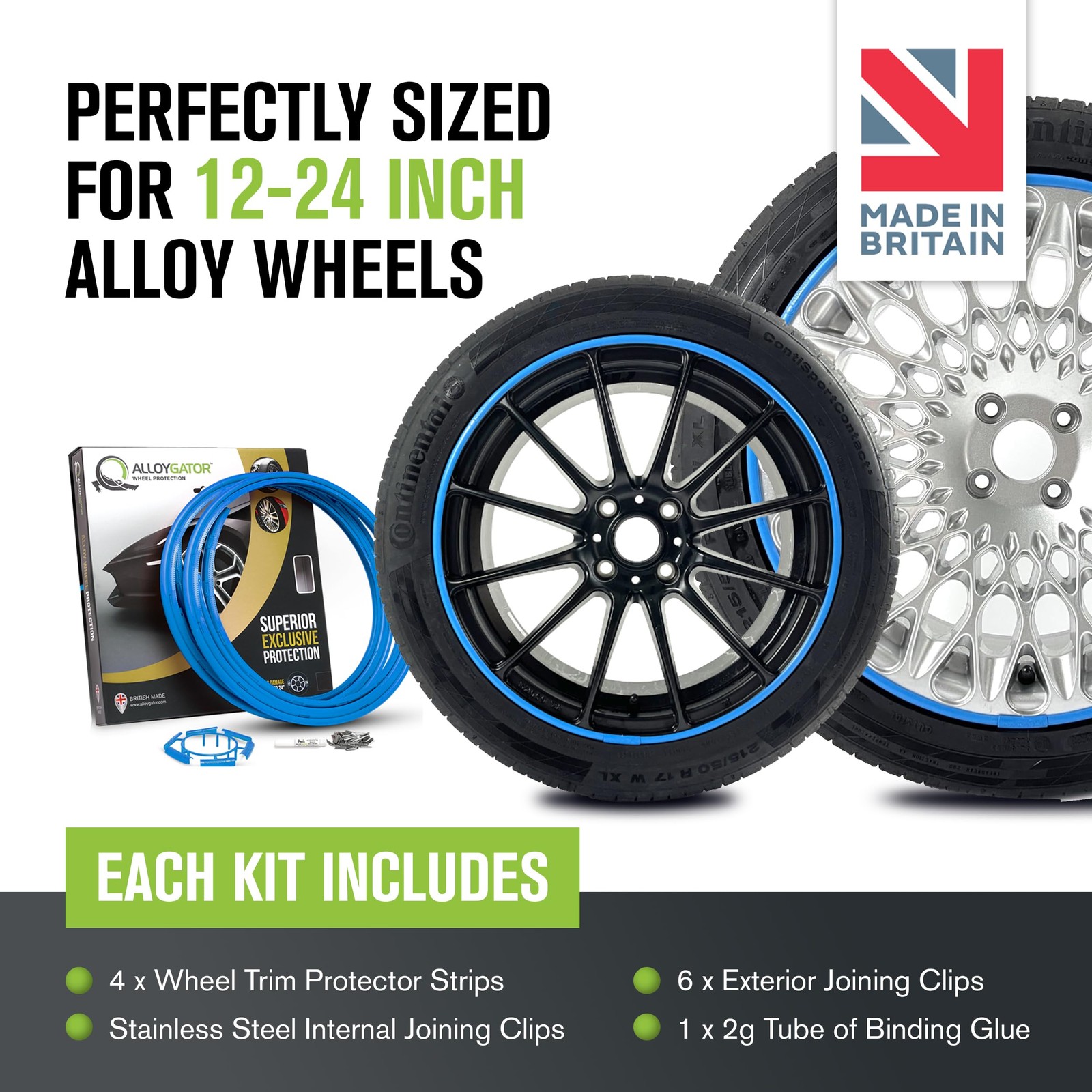 AlloyGator Sky Blue Rim Protector for Car Wheels (Fits 12-24 Wheel Diameter)…