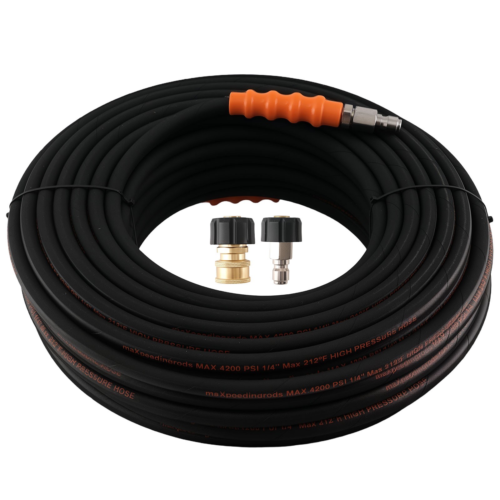 150FT 1/4″ Power Washer Hose 4200PSI Steel Wire Braided Kink Resistant Black