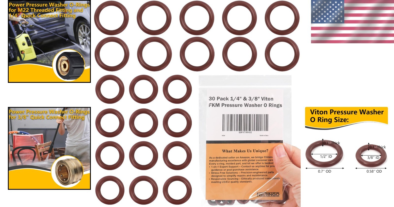 Leak-Proof 30-Piece Viton O-Ring Set for Pressure Washers – High Performance