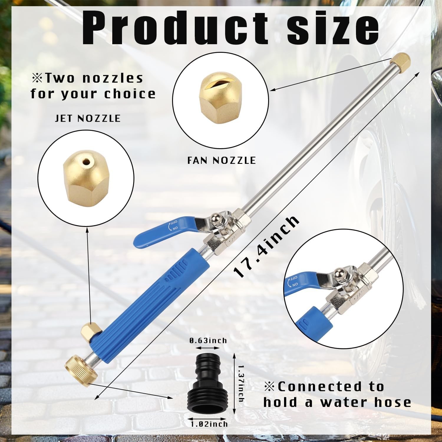 Stainless Steel Hydro Jet Power Washer Wand – Perfect for Car & Gutter Cleaning