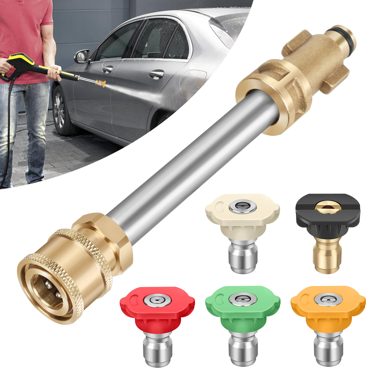 Replace for 1/4” Pressure Washer Gun Adapter with 5 Nozzle Ryobi Portland Husky