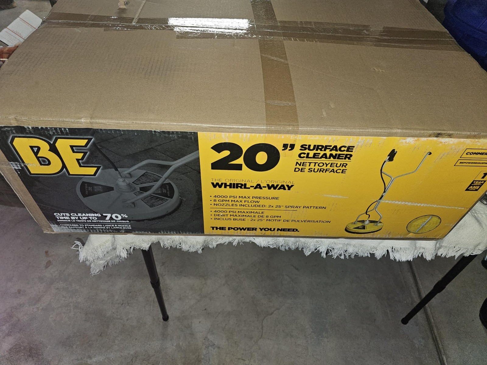 BE 20″ Whirl-A-Way Surface Cleaner 4000 PSI 8 GPM Pressure Washer Attachment NEW