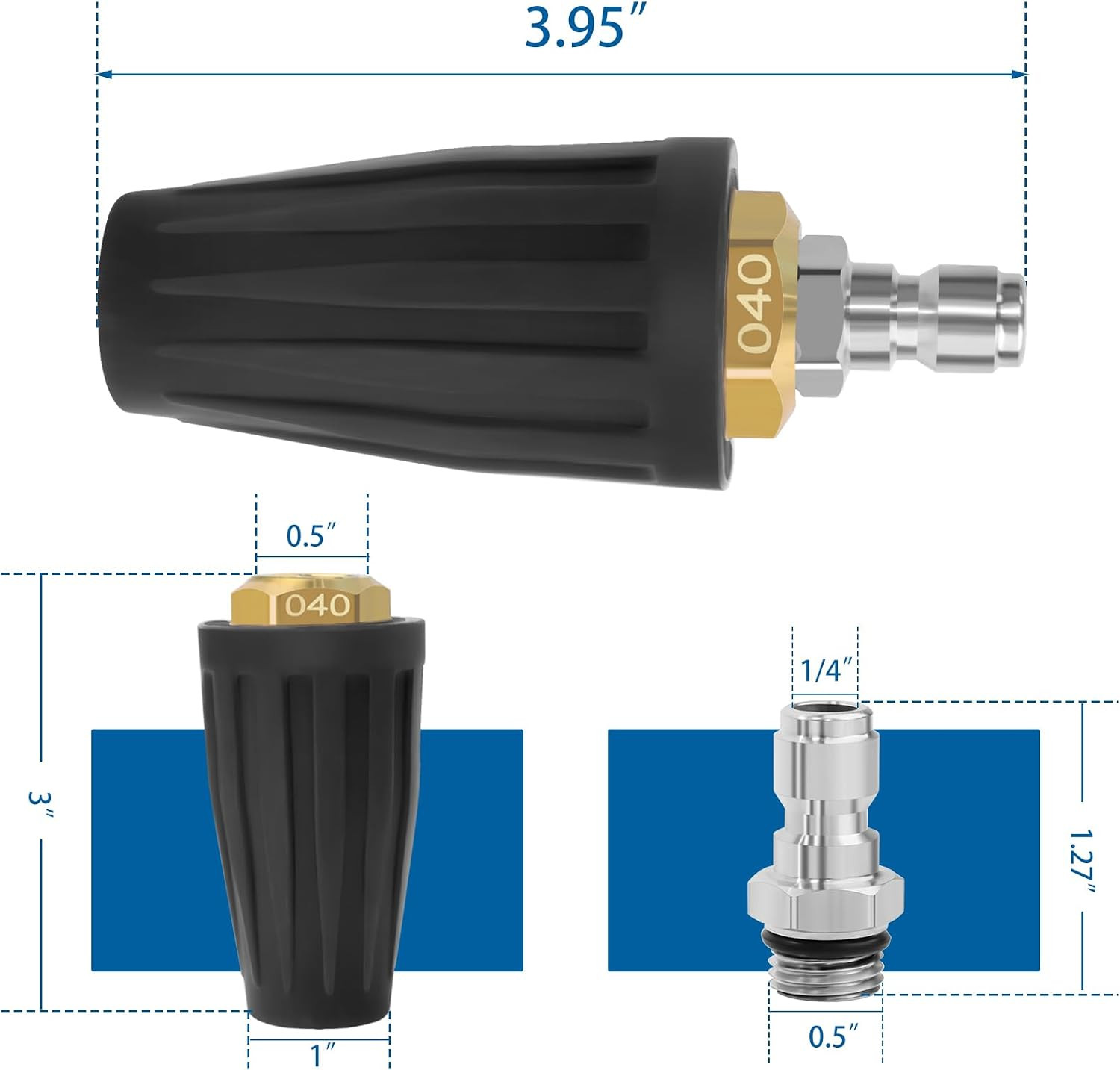 Pressure Washer Turbo Nozzle – 4000 PSI Rotating 360° Nozzle, 4.0 GPM, 4.0