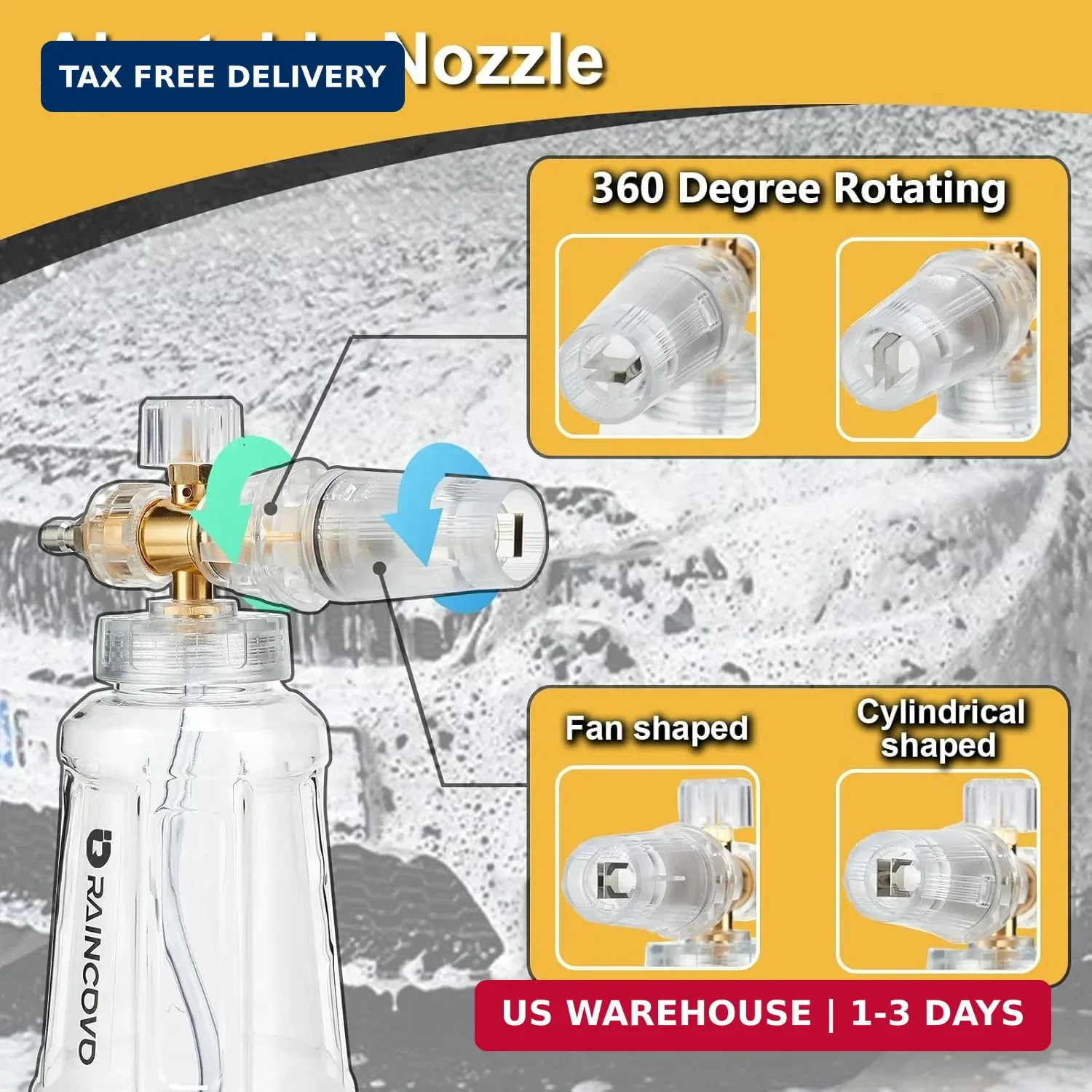 Raincovo Foam Cannon with Short Pressure Washer Gun, Dual Connector Accessories,