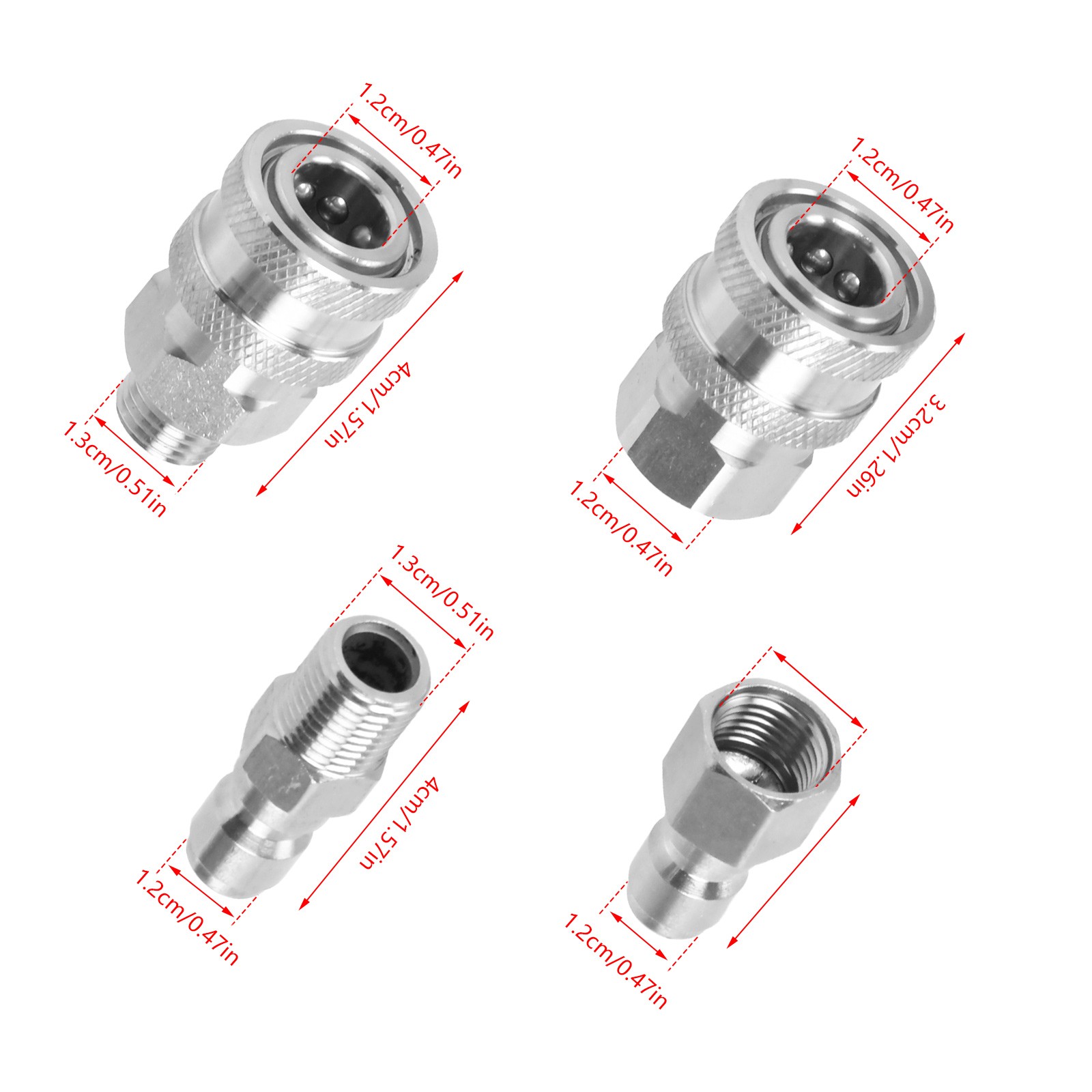 4Pcs NPT 1/4 Inch Pressure Washer Adapter Stainless Steel Quick Connect Fitting