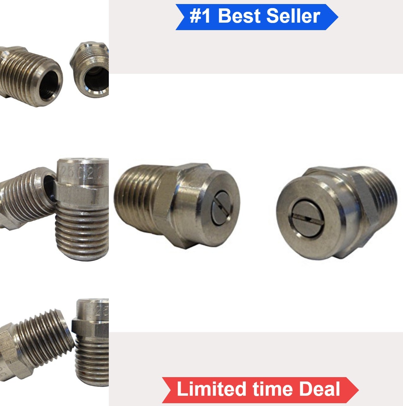 Surface Cleaner Nozzle 25 Degree 1/4 Male NPT 2.0 Orifice Stainless Steel 2 Pack