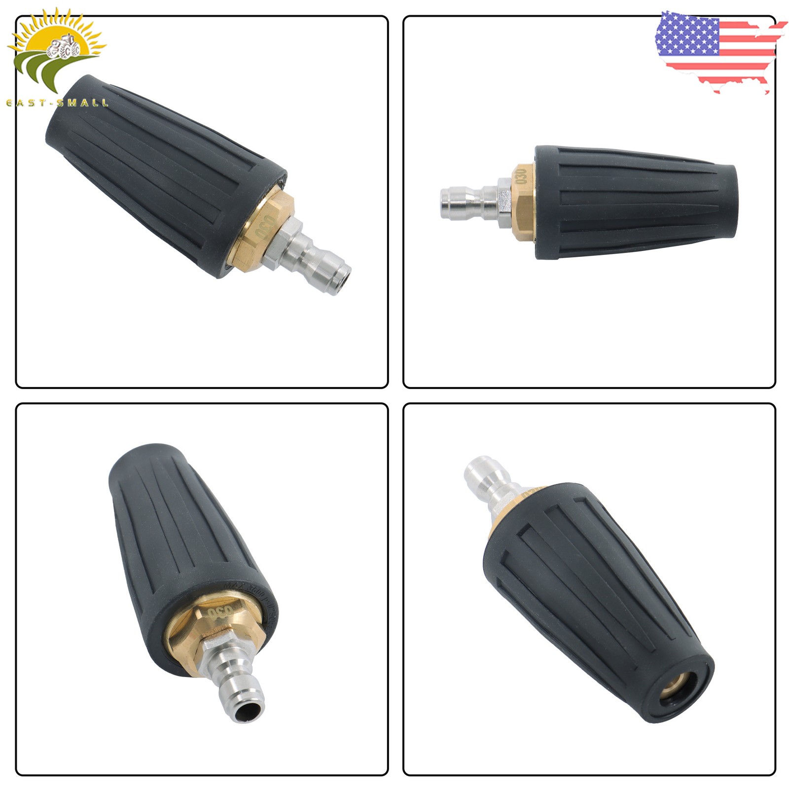 High Pressure 3600 PSI Rotating Turbine Nozzle Set with 5 Spray Nozzles 1/4 inch