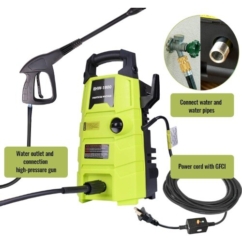 Electric Pressure Washer 1800PSI 1.6GPM Portable Power Washer with 20FT Hose