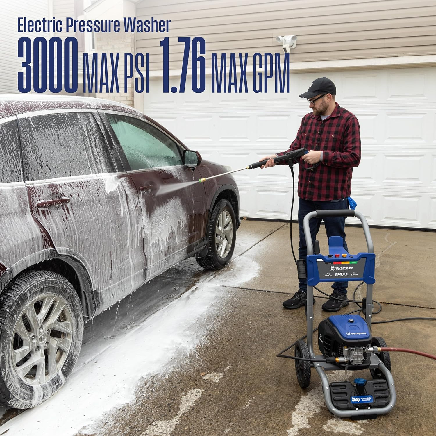 Westinghouse 3000 PSI 1.76 GPM Electric Pressure Washer Bundle with 50 Ft Hose f