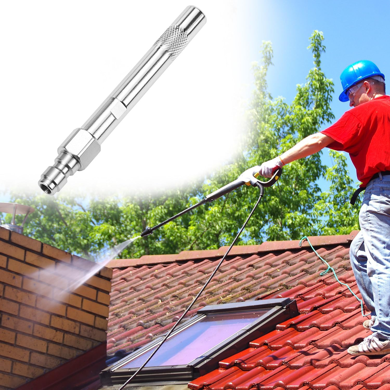 Pressure Washer Long Range Chemical Nozzle, Stainless Steel Shooter Tip with 1/4