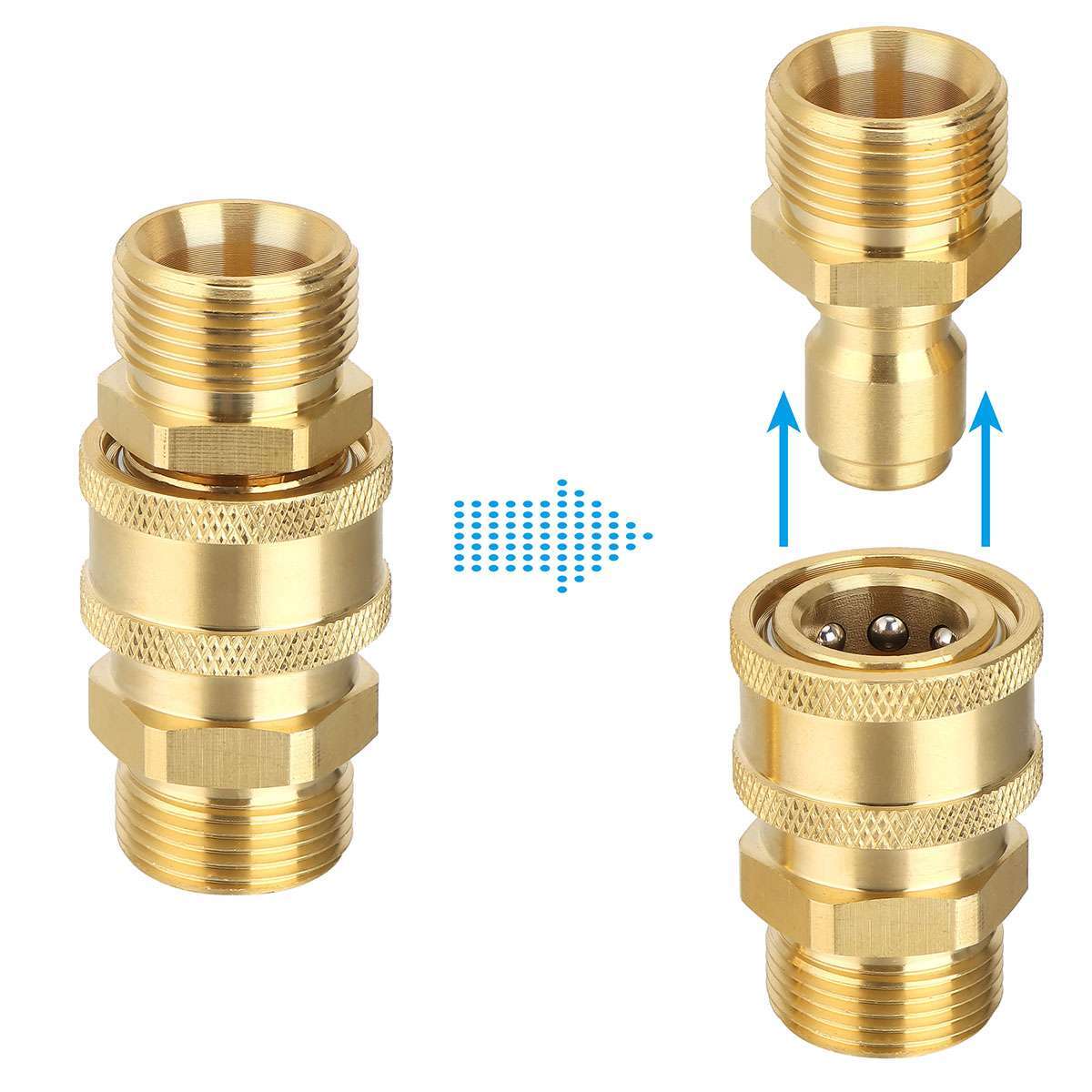 3/8″ M22 Brass Pressure Washer Quick Release Connect Fitting Coupling Adapter