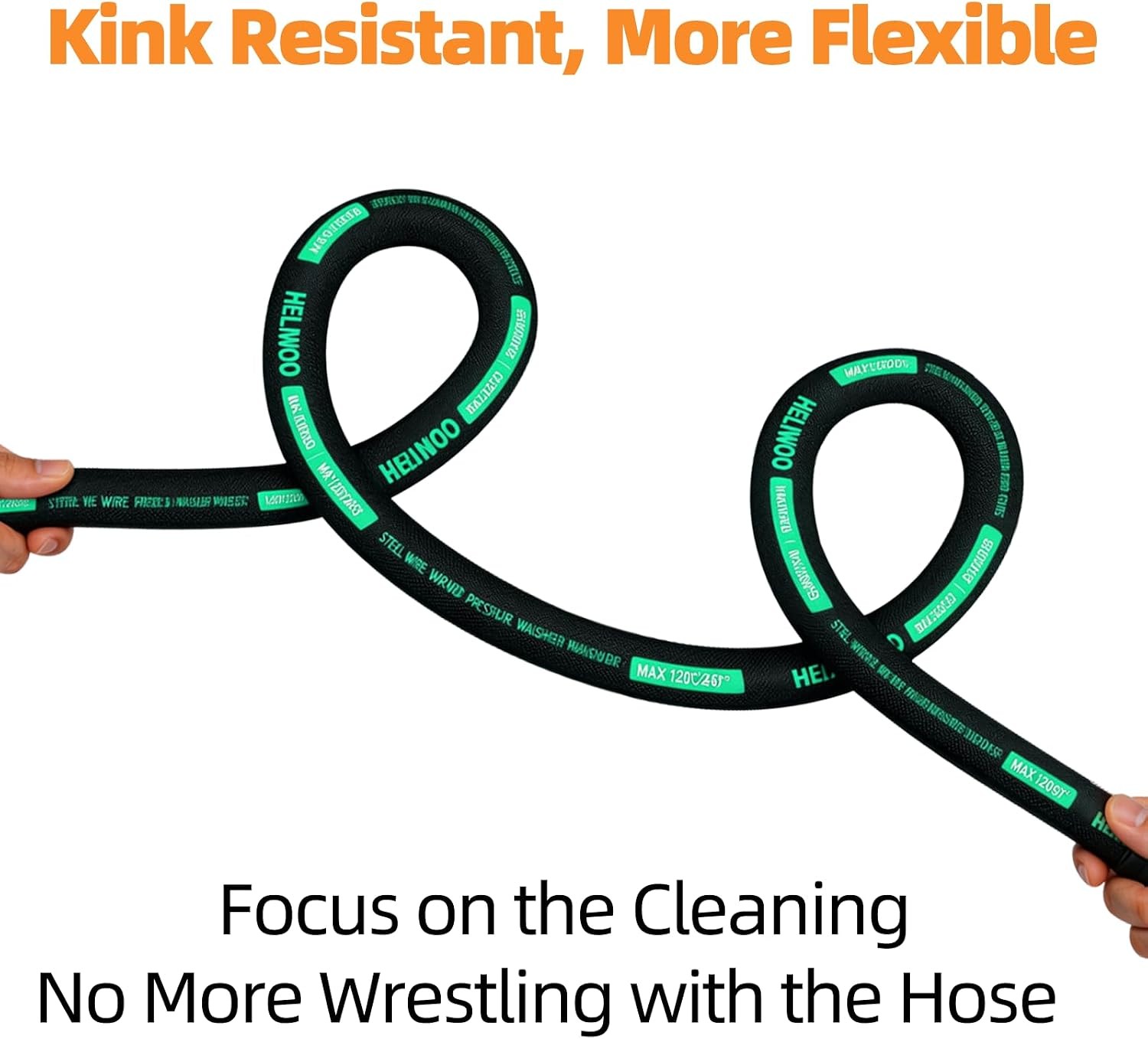 4800 PSI 50FT Pressure Washer Hose 3/8” Quick Connect Kink Resistant