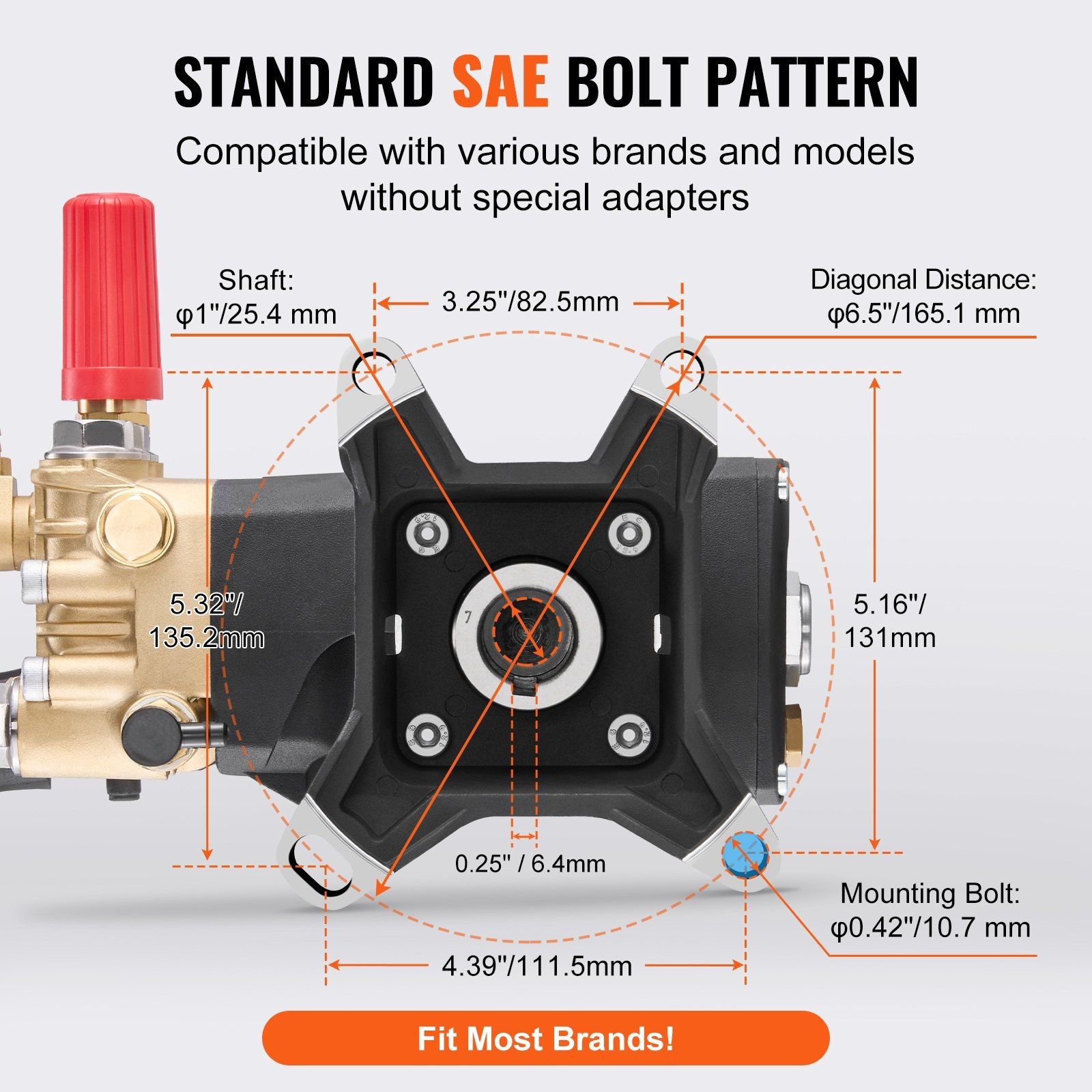 4200 PSI 4.2 GPM Triplex Plunger Pressure Washer Pump Horizontal 1″