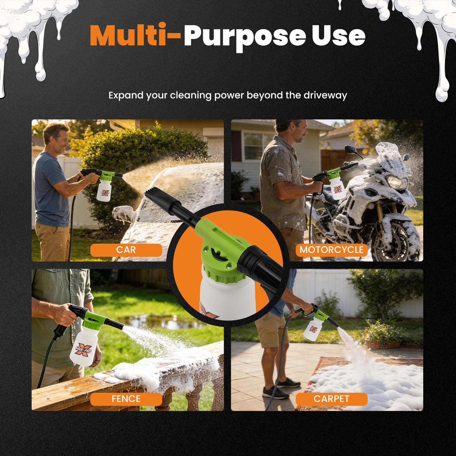 1L Car Wash Foam Cannon for Hose Quick Connect Pressure Washer 6-10 Bar Plastic