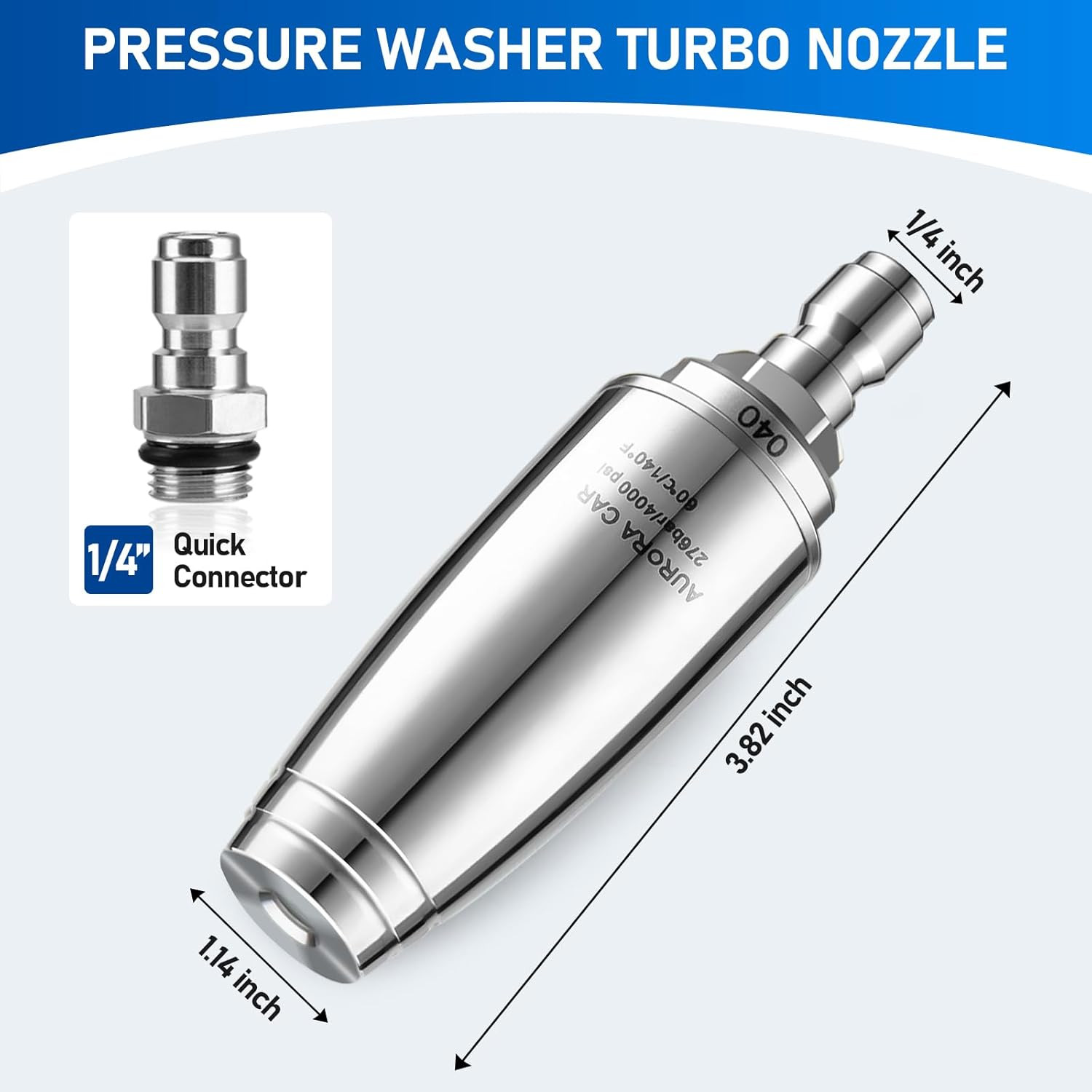 Stainless Steel Pressure Washer Tips Turbo Nozzle 4000 PSI Pressure Washer