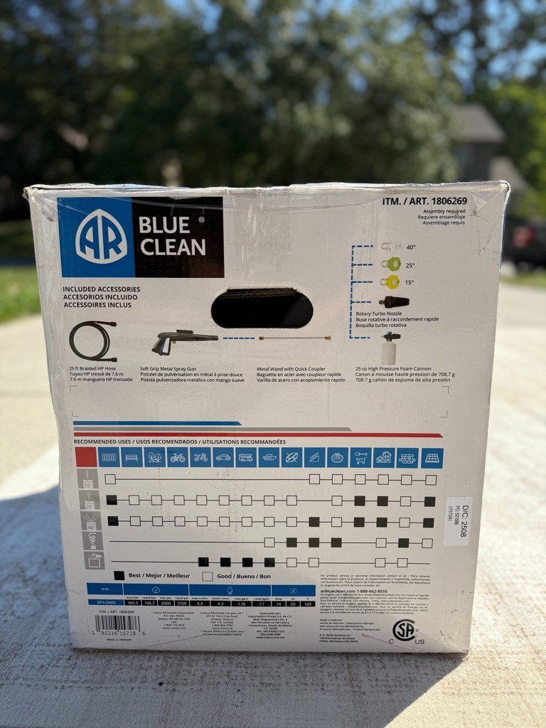 AR Blue Clean Electric Pressure Washer 2400 PSI – Brand New Open Box (tested)