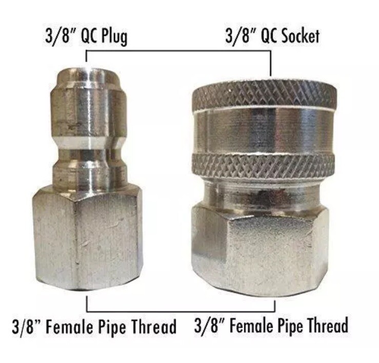 Ultimate Washer 3/8″ Quick Connect Pressure Washer Male and Female Hose Adapter