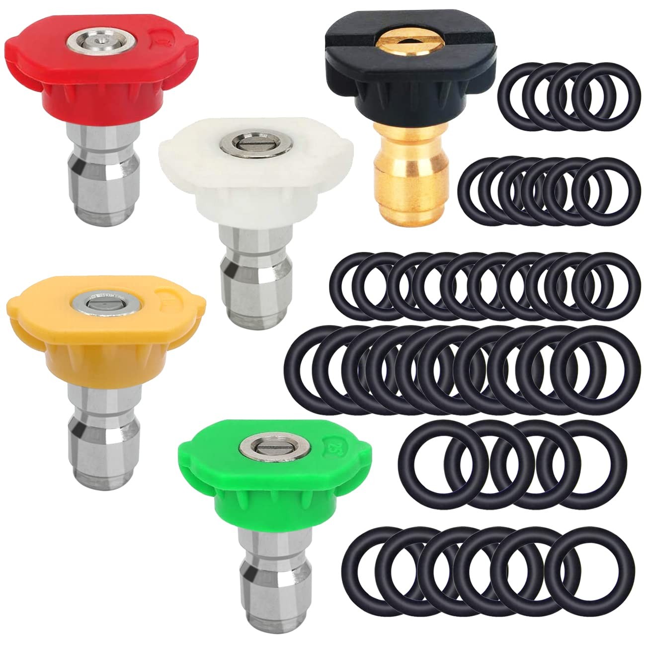 5 Pack Pressure Washer Spray Nozzles Tips + 40 Pcs O-Rings Replacement for 1/…