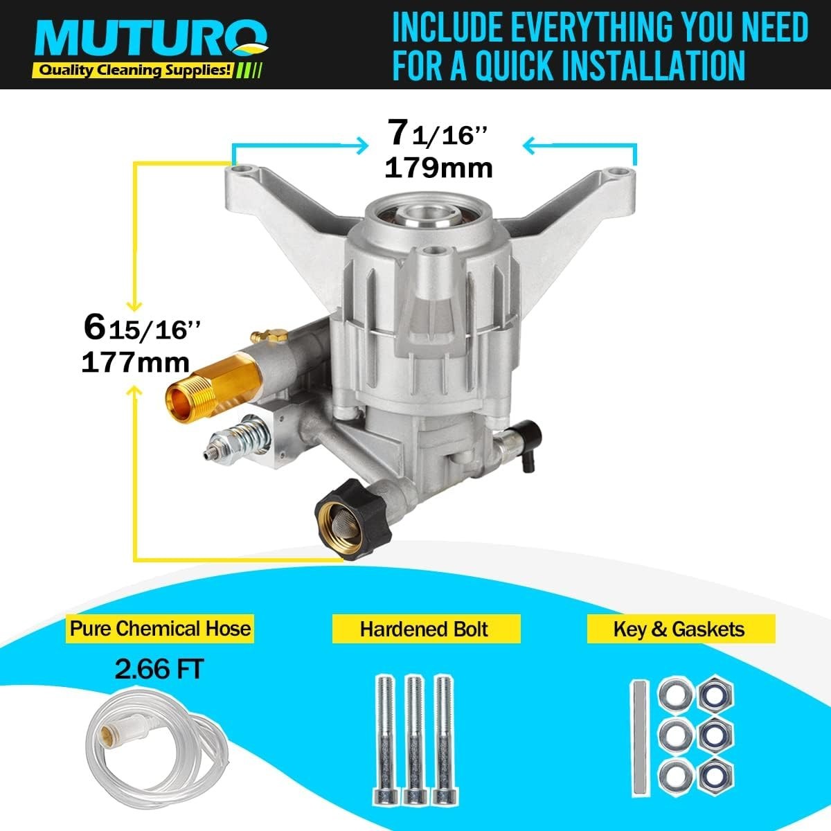 High-Performance Vertical Pressure Washer Pump – 3000 PSI, 2.5 GPM, 7/8″ Shaft