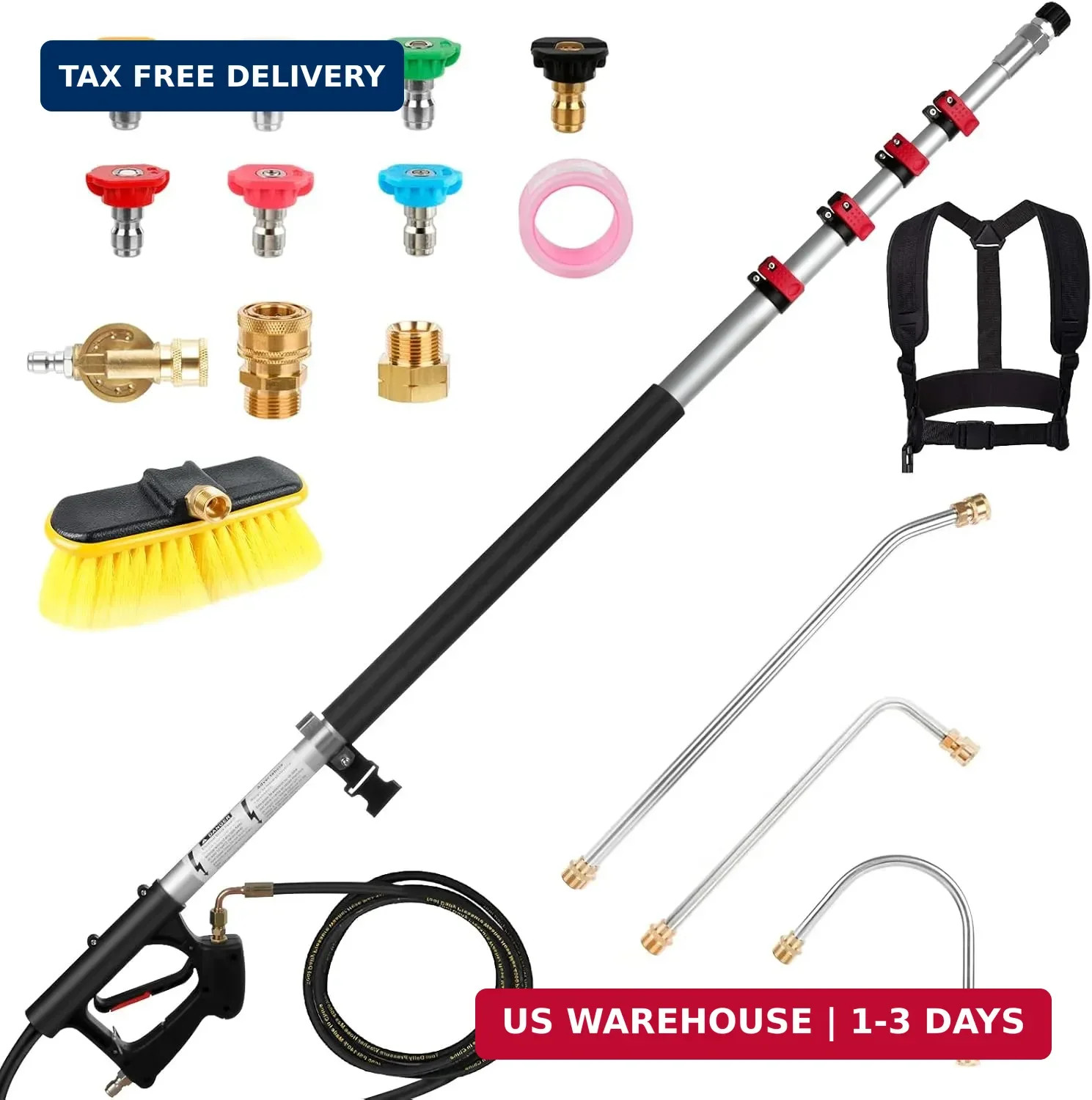 Pressure Washer Extension Wand 24FT, Gutter Cleaning Tools from The Ground with