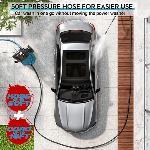 GREENER ELECTRIC PRESSURE WASHER 3800 PSI, 50FT HOSE, SOAP CANNON – BLUE