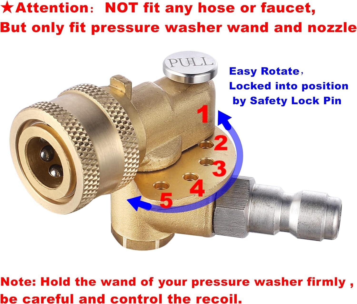 120-Degree Pivoting Coupler for Pressure Washer – Efficient Cleaning Accessory
