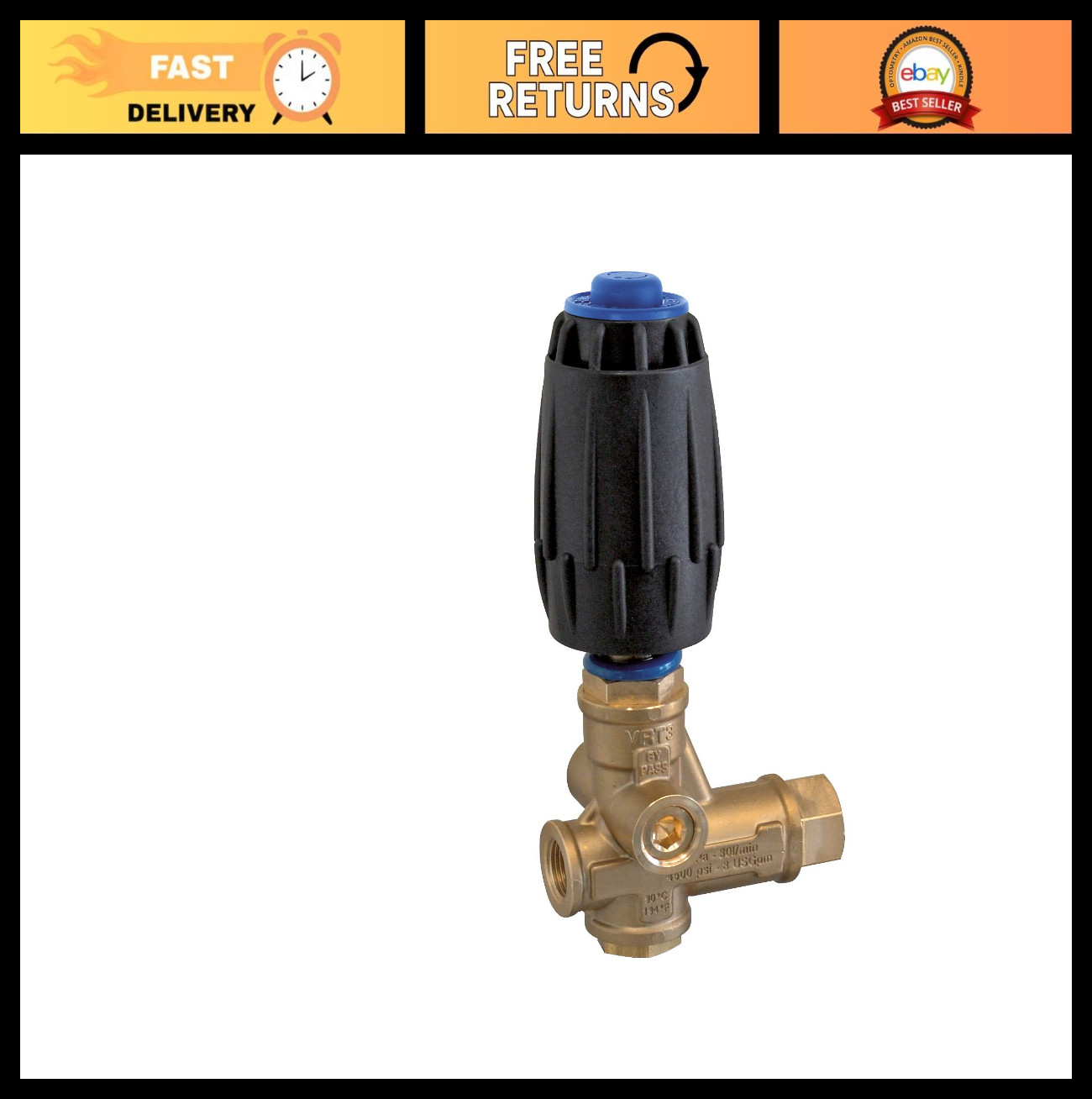 High-Performance Pressure Washer Unloader Valve – 3630 PSI, 10.5 GPM, 3/8″ FNPT