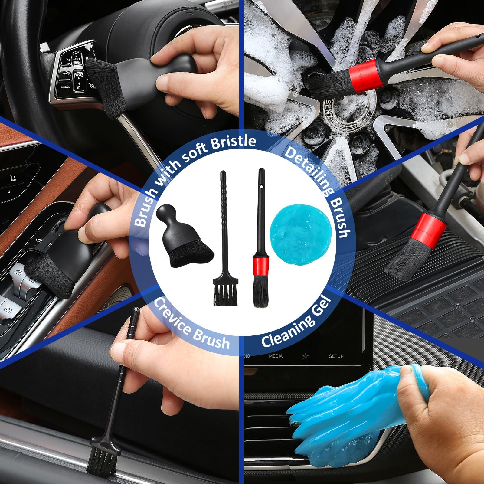 Qydipclin 10pcs Windshield Cleaner Tool, Car Window Blue & Green & Gray & Red
