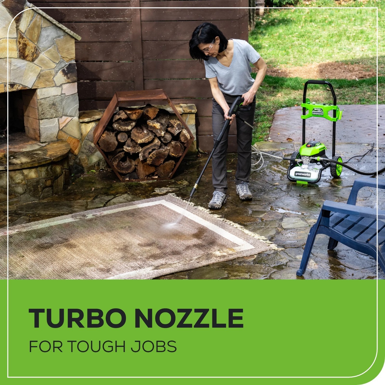 Greenworks 1900 PSI 1.2 GPM Electric Pressure Washer 25ft Hose w/4 Nozzles