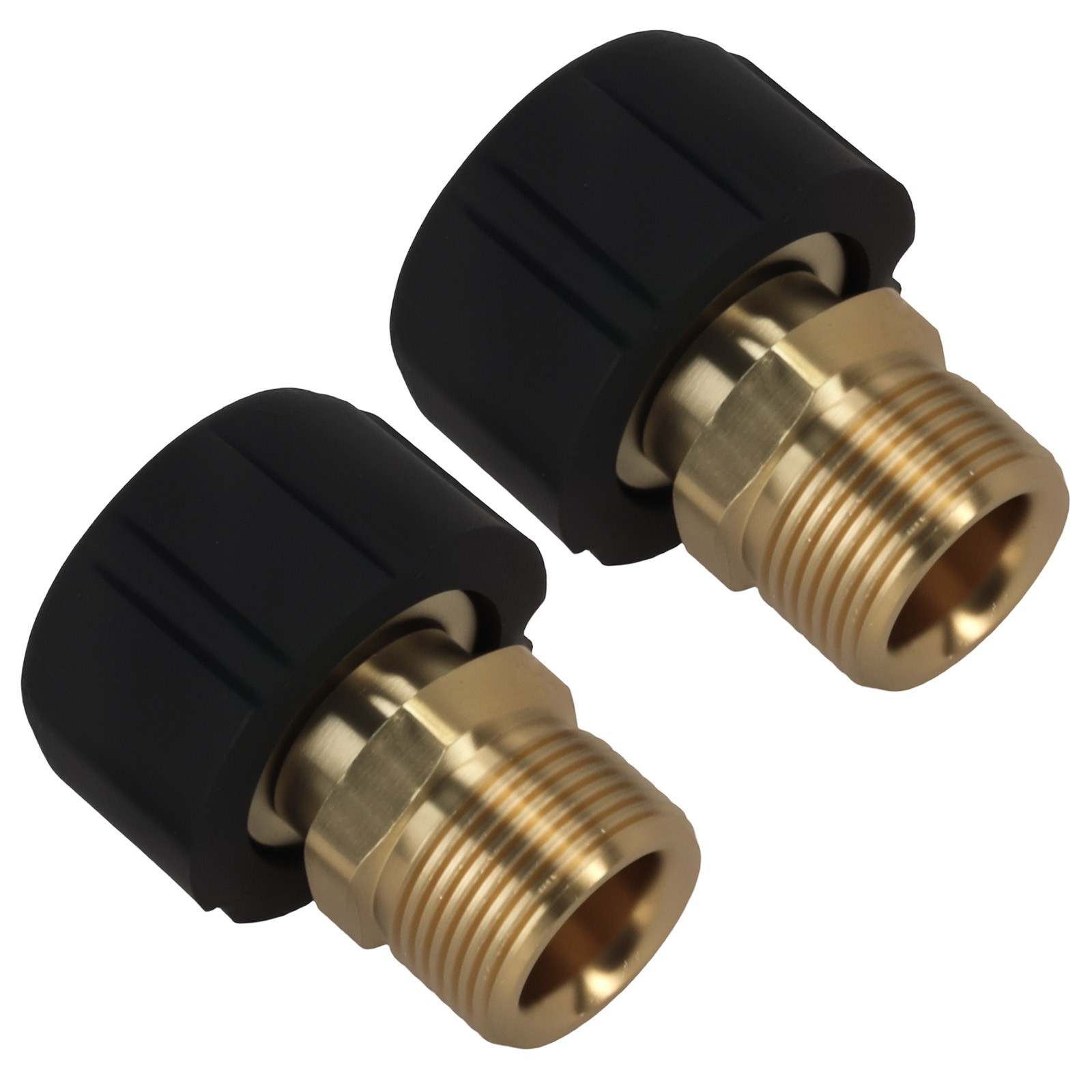 2* Pressure Washer Fitting M22 15mm Female to M22 14mm Male Brass 5000PSI Max