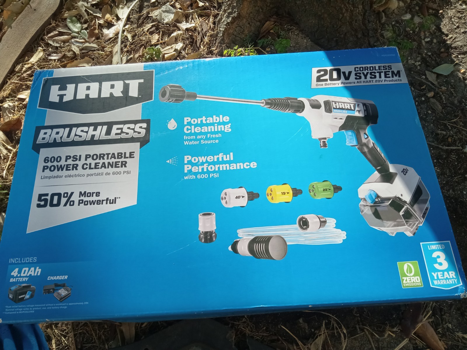 HART 20V Cordless Brushless 600PSI Power Cleaner Kit w/4.0Ah Battery Included